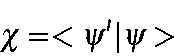 \begin{displaymath}\chi=<\psi'\vert\psi>
\end{displaymath}
